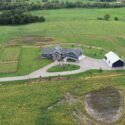 Front of residential property from aerial view.