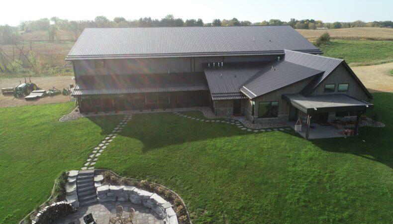Drone view of front of home