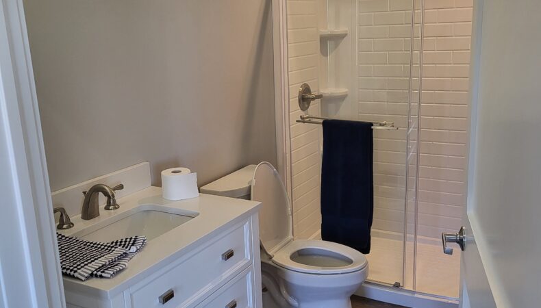 Small 3/4 bathroom.