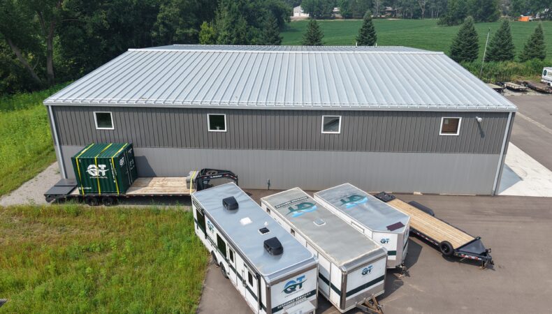 Back of building with trailers lined up