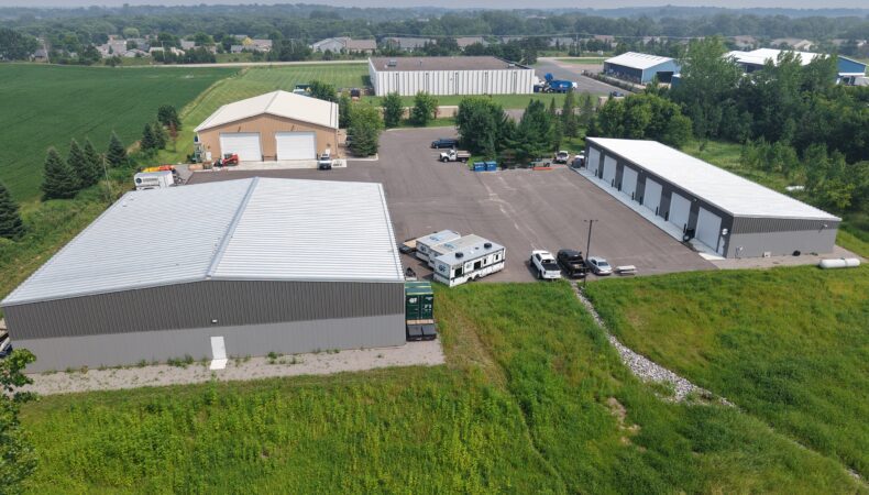 Drone view of property