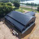 Aerial view of back of building