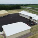 Aerial view showing MnDOT Courtland Truck Station property.