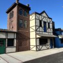 Concession stands that look like little historical buildings