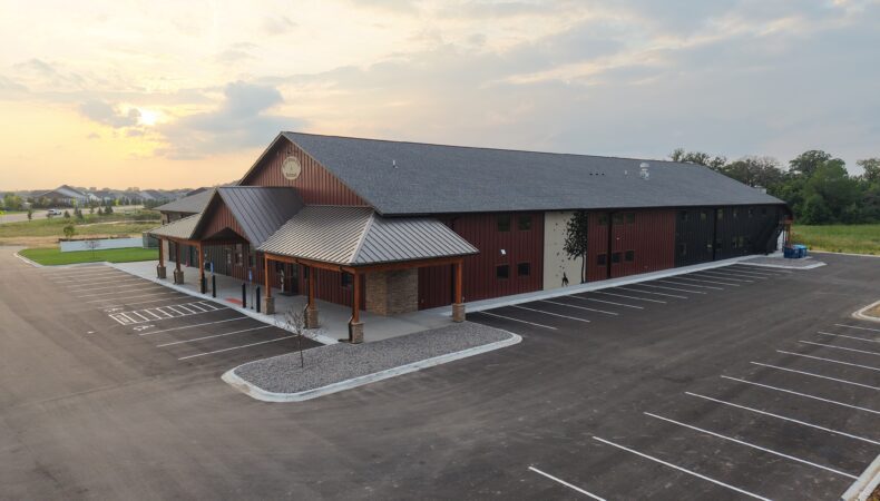 Front right angle of building from parking lot.